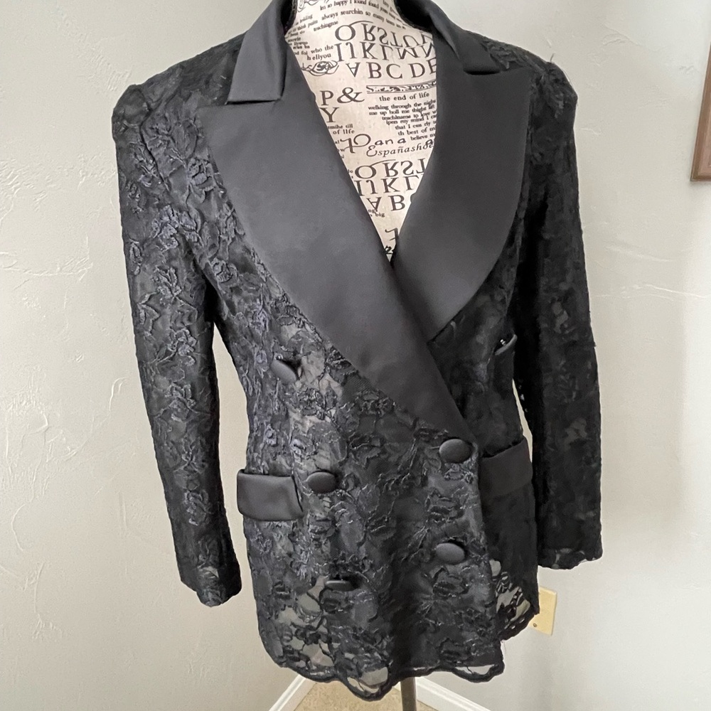A.J. Bari Black Lace Blazer